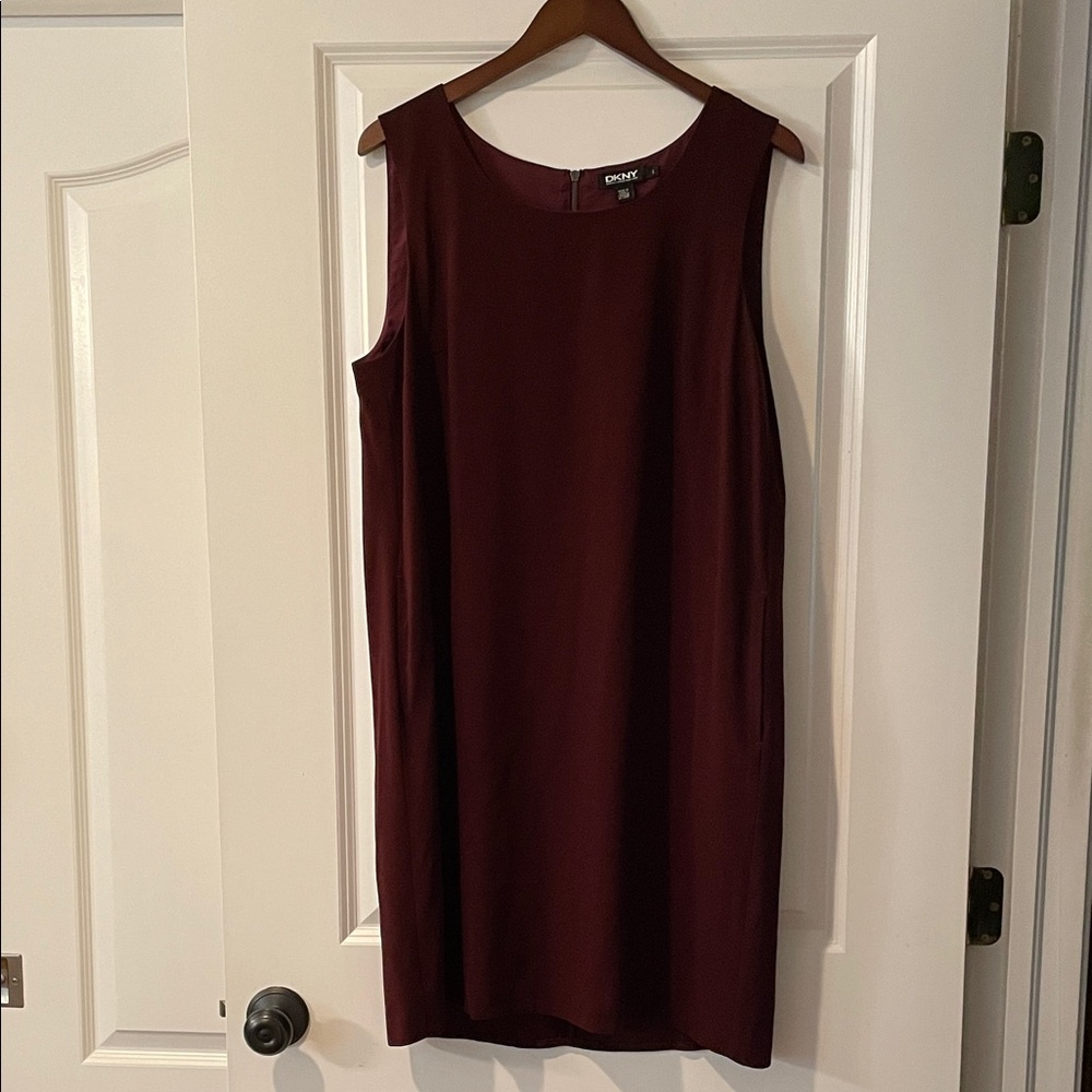 DKNY Sleeveless Midi Dress in Burgundy